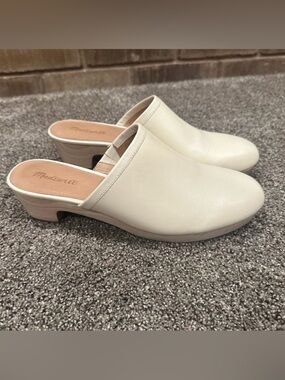 Madewell The Harper Mule Leather Clogs Size 11 Off-White